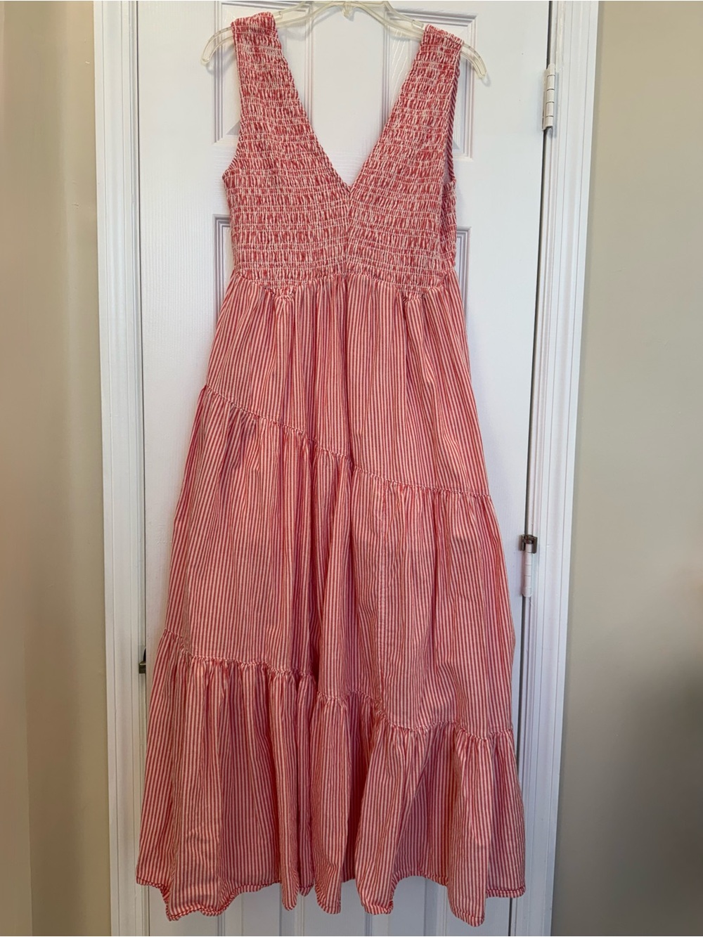 Free People Juno Maxi Dress Red Guava Stripe Sz Small | Red-and-White Striped
